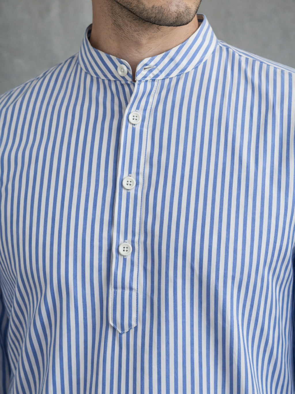 Men’s Blue Striped Short Kurta ( 65SK 5456Blue ) [FF] [O-6]