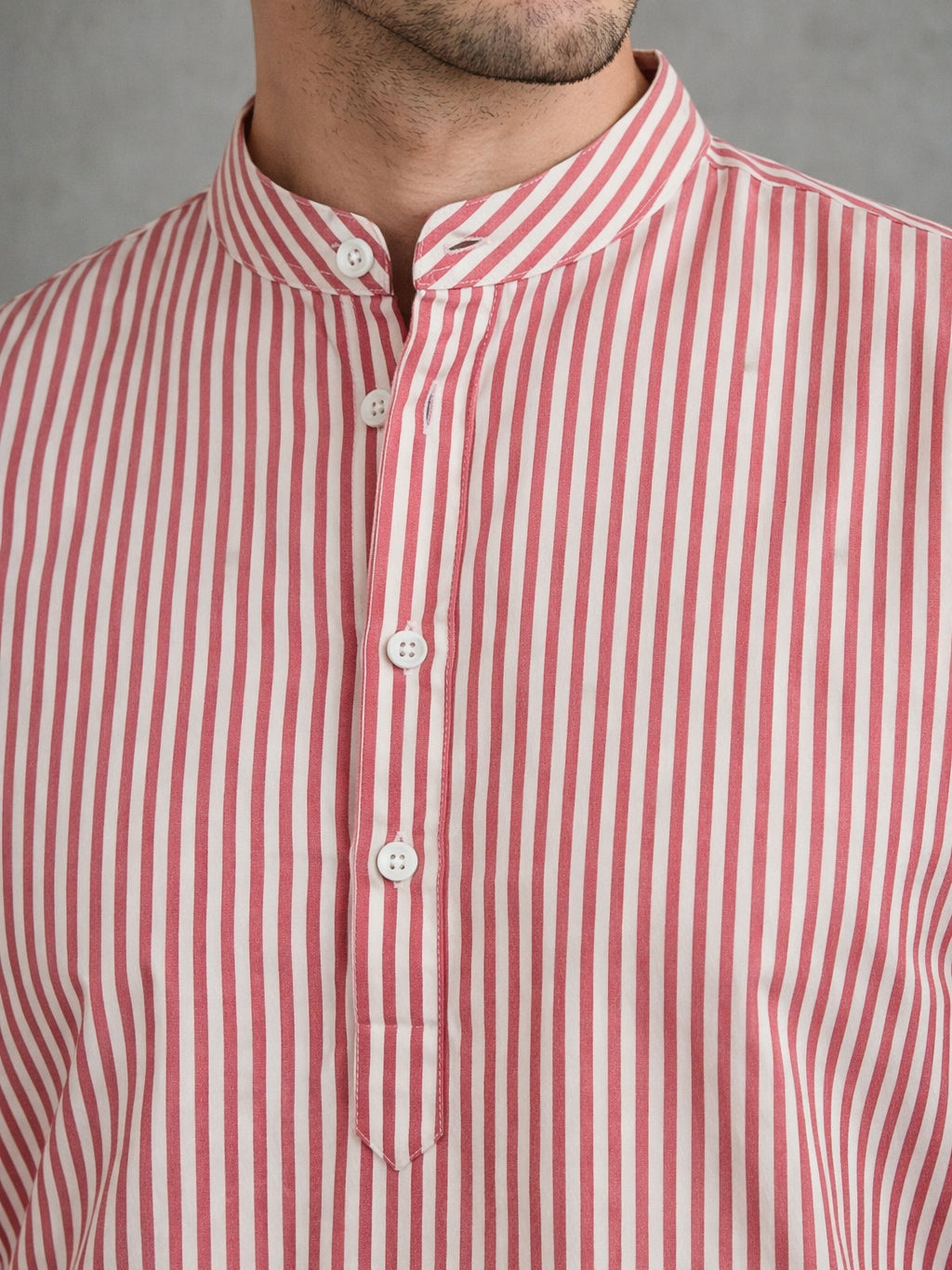 Men’s Coral Striped Short Kurta ( 65SK 5456Coral ) [FF] [O-6]