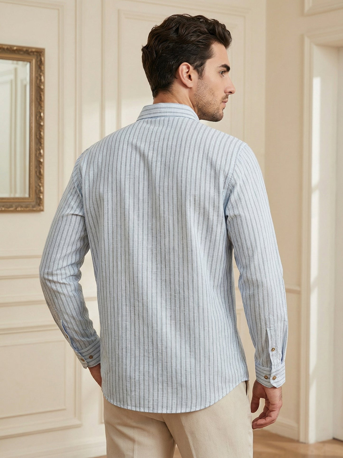 Men’s Sky Blue Striped Short Kurta ( 65SK 5471Sky ) [FF] [K-14]