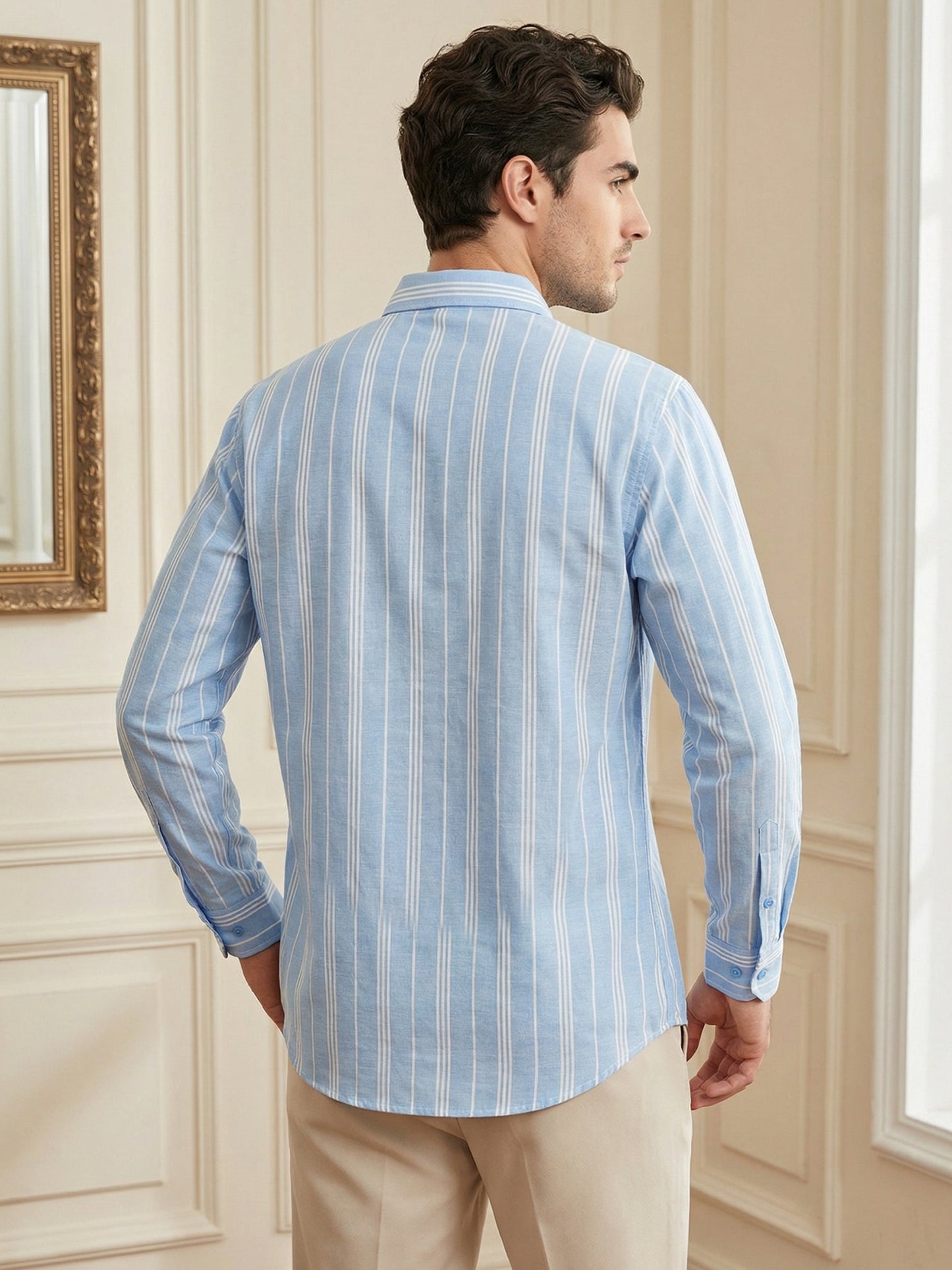 Stripe Pattern Cotton Blend Ethnic Kurta ( 65SK 5485Blue ) [FF] [K-13]