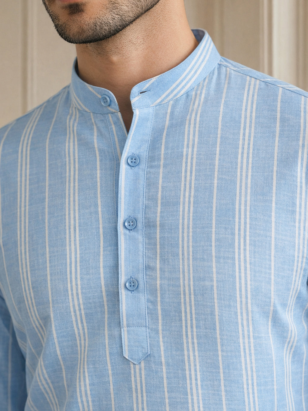 Stripe Pattern Cotton Blend Ethnic Kurta ( 65SK 5485Blue ) [FF] [K-13]