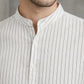 Men's Cotton Striped Short Kurta ( 65SK 5488White ) [FF] [A-14]