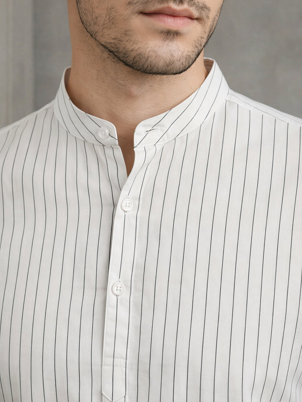 Men's Cotton Striped Short Kurta ( 65SK 5488White ) [FF] [A-14]