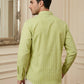 Men Striped Cotton Blend Short Kurta ( 65SK 5495Green ) [FF] [K-14]