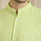 Men Striped Cotton Blend Short Kurta ( 65SK 5495Green ) [FF] [K-14]