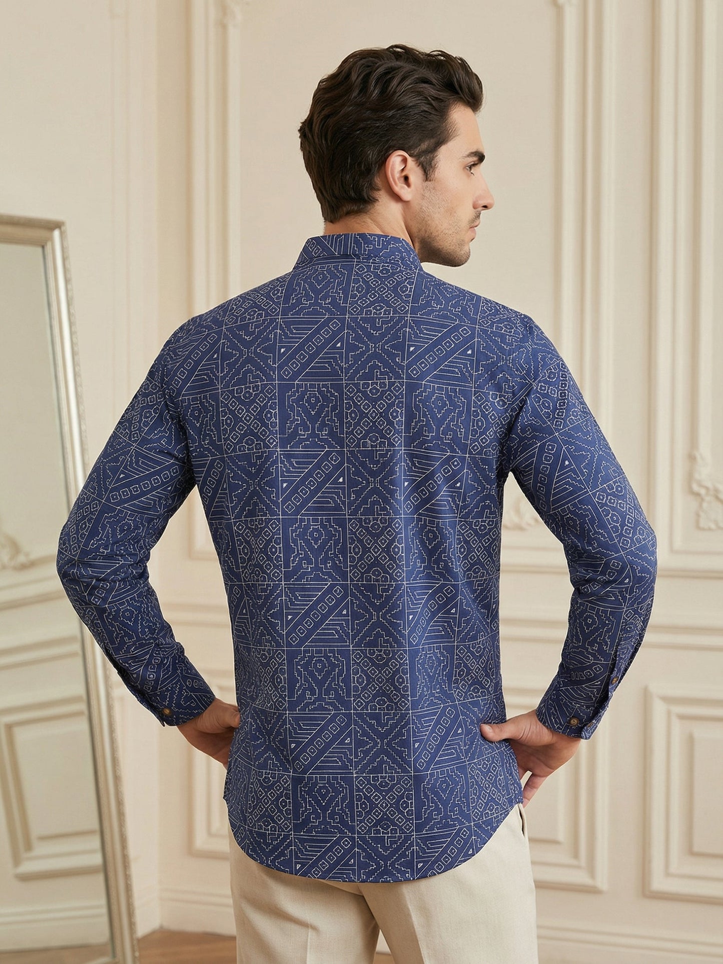 Stylish Printed Cotton Blend Kurta for Men ( 65SK 5522Navy ) [FF] [A-14]