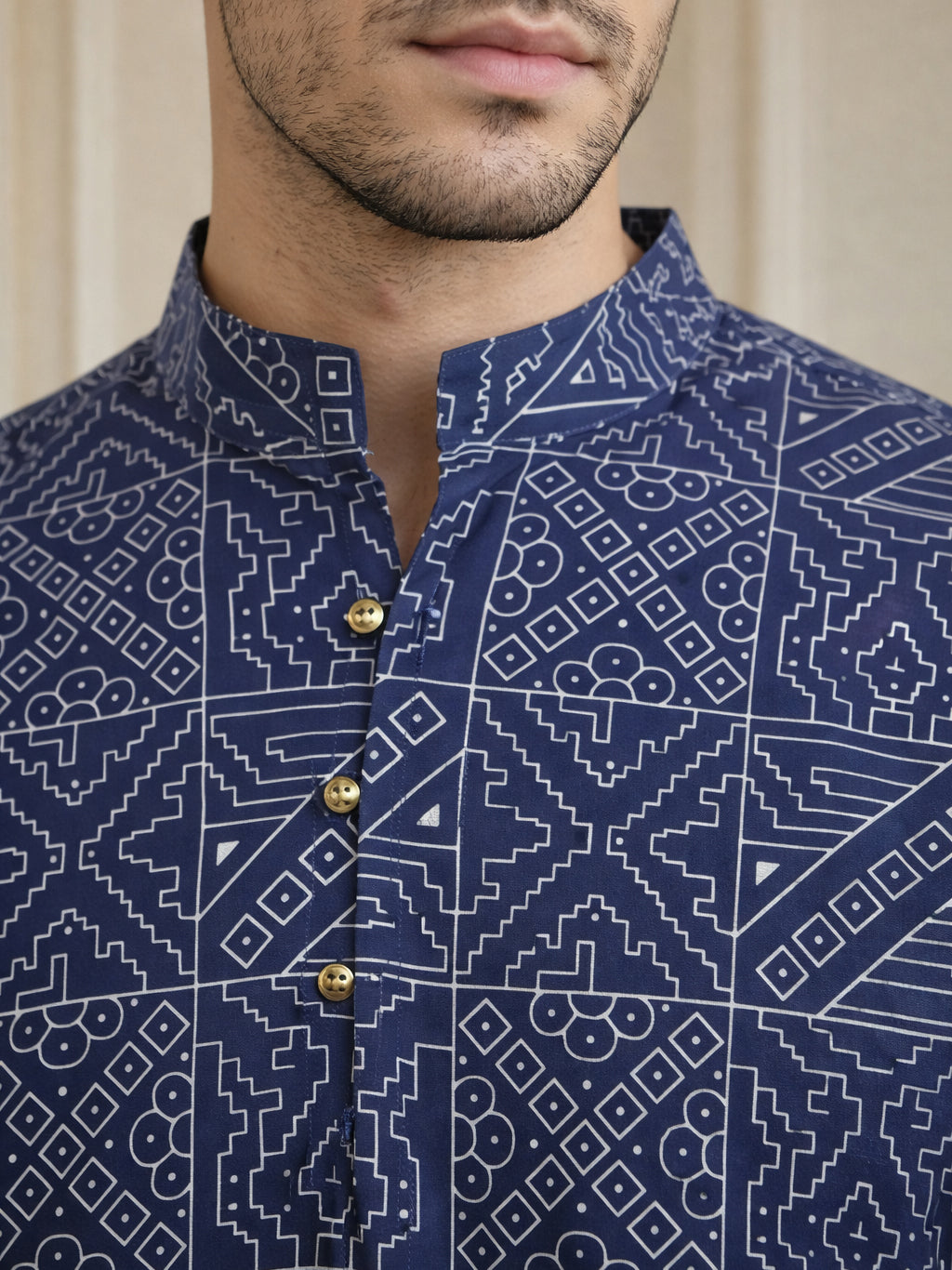 Stylish Printed Cotton Blend Kurta for Men ( 65SK 5522Navy ) [FF] [A-14]