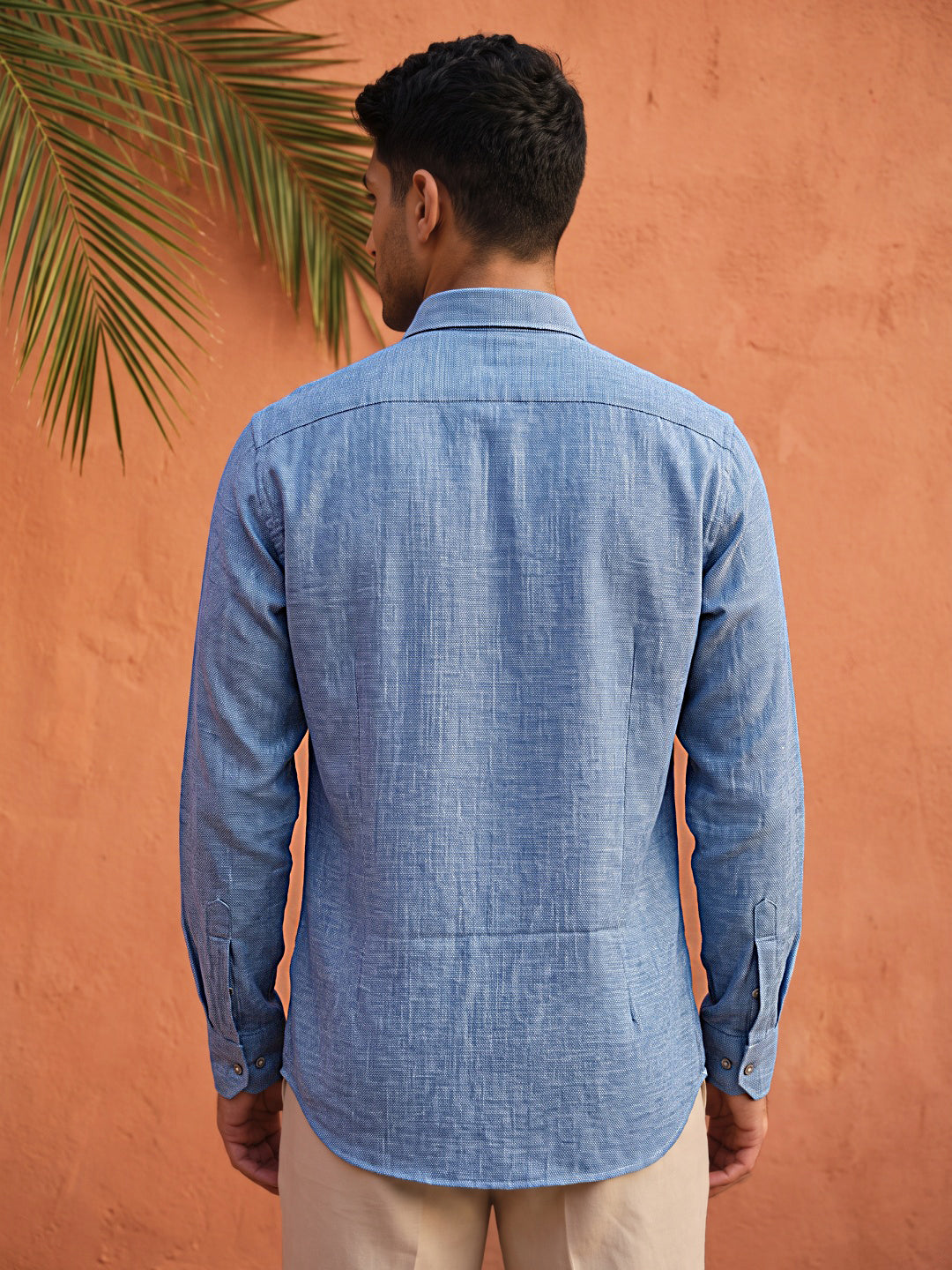Linen Blend Solid Short Kurta ( 65SK 5613Blue )