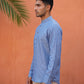 Linen Blend Solid Short Kurta ( 65SK 5613Blue )