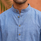 Linen Blend Solid Short Kurta ( 65SK 5613Blue )