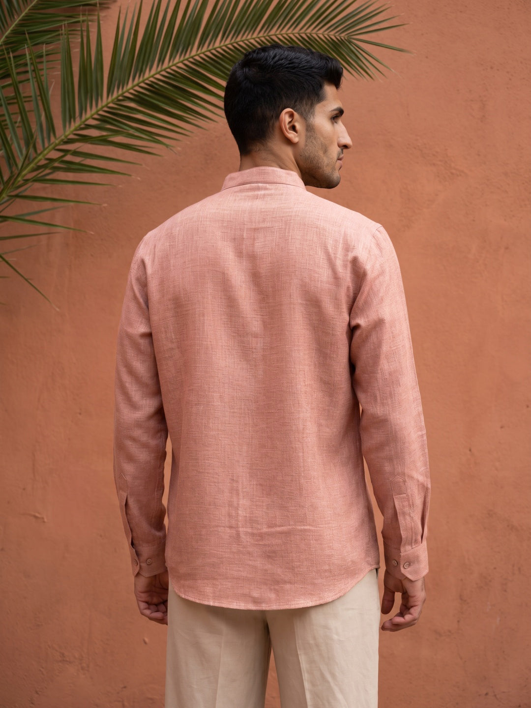 Linen Blend Solid Short Kurta ( 65SK 5613Coral )