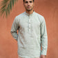 Linen Blend Solid Short Kurta ( 65SK 5613Green )