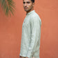 Linen Blend Solid Short Kurta ( 65SK 5613Green )