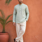 Linen Blend Solid Short Kurta ( 65SK 5613Green )