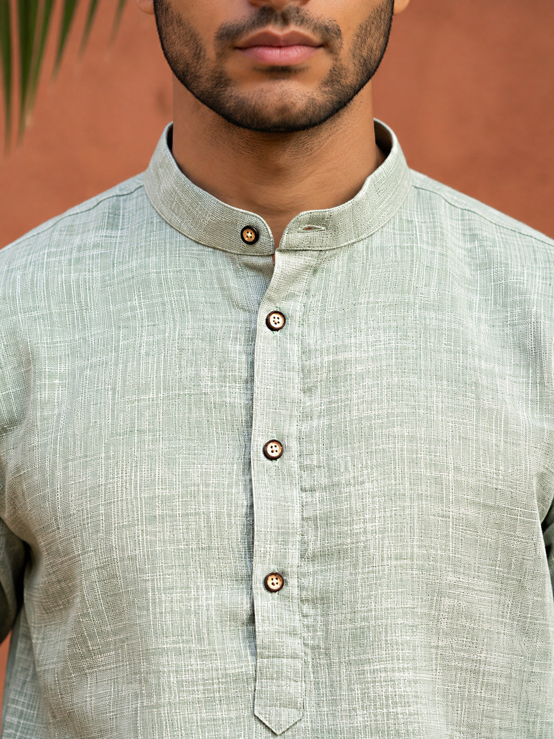 Linen Blend Solid Short Kurta ( 65SK 5613Green )
