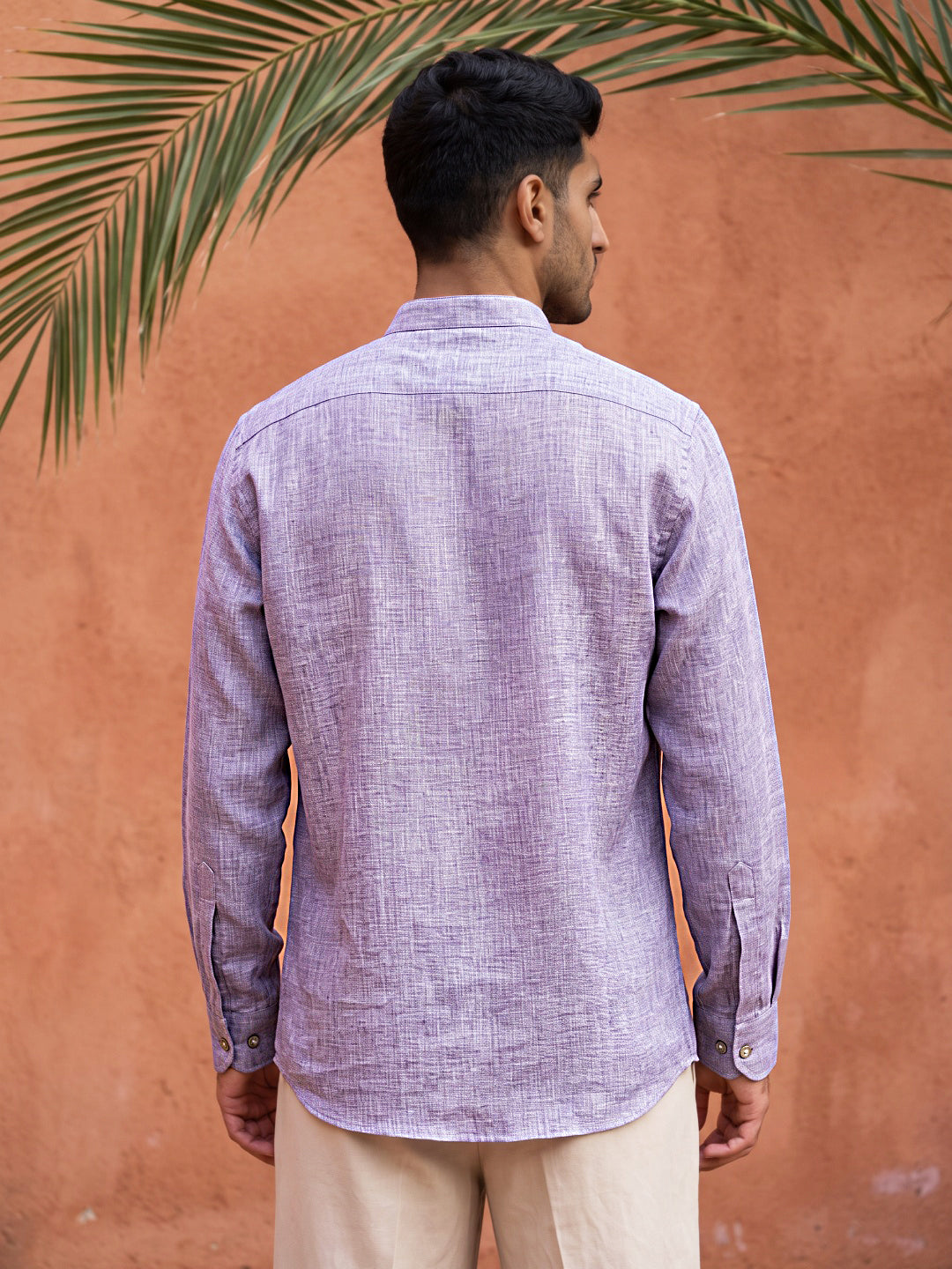 Linen Blend Solid Short Kurta ( 65SK 5613Purple )