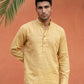 Linen Blend Solid Short Kurta ( 65SK 5613Yellow )