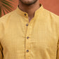 Linen Blend Solid Short Kurta ( 65SK 5613Yellow )