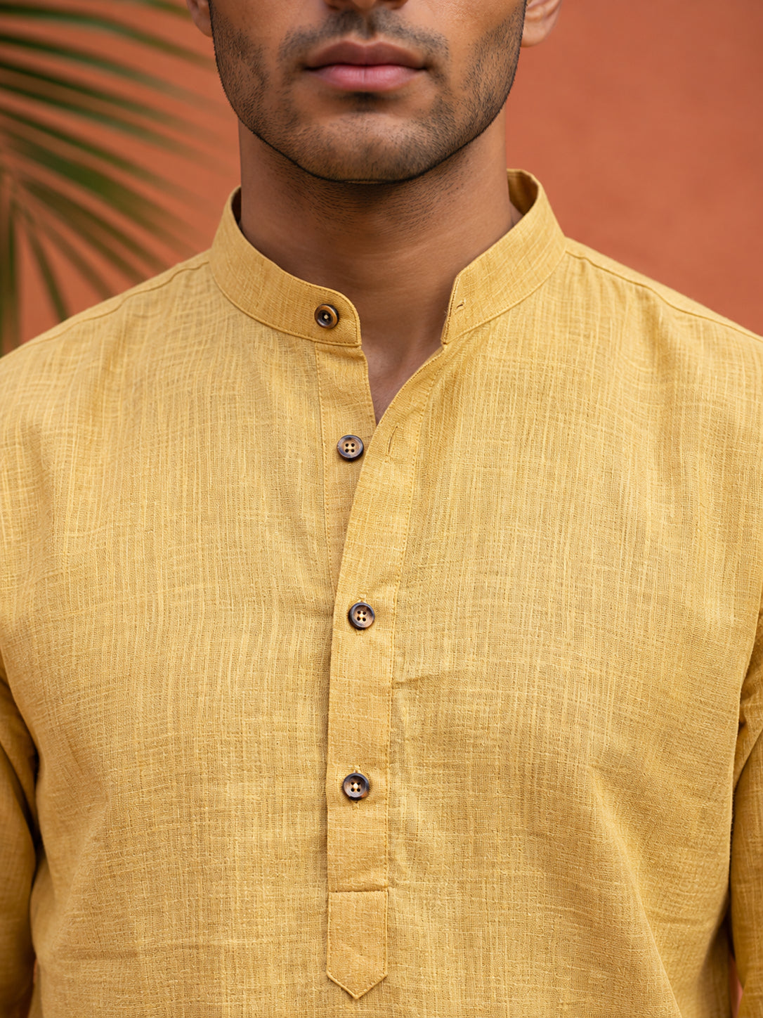 Linen Blend Solid Short Kurta ( 65SK 5613Yellow )