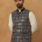 Men’s Silk Blend Embroidered Nehru Jacket (65WC 4150 Black )