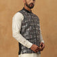 Men’s Silk Blend Embroidered Nehru Jacket (65WC 4150 Black )