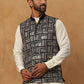 Men’s Silk Blend Embroidered Nehru Jacket (65WC 4150 Black )