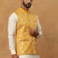 Men’s Silk Blend Embroidered Nehru Jacket (65WC 4150 Mustard )