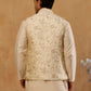Men Floral Woven Silk Blend Nehru Jacket ( 65WC 4155 Cream )