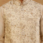 Men Floral Woven Silk Blend Nehru Jacket ( 65WC 4155 Cream )