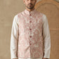 Men's Floral Jacquard Silk Blend Nehru Jacket ( 65WC 4156Peach )