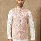 Men's Floral Jacquard Silk Blend Nehru Jacket ( 65WC 4156Peach )