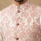 Men's Floral Jacquard Silk Blend Nehru Jacket ( 65WC 4156Peach )