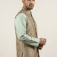 Men's Jacquard Woven Silk Blend Nehru Jacket ( 65WC 4157Green )