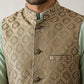 Men's Jacquard Woven Silk Blend Nehru Jacket ( 65WC 4157Green )