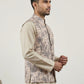 Men's Tropical Printed Cotton Blend Nehru Jacket ( 65WC 4163Beige )