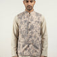 Men's Tropical Printed Cotton Blend Nehru Jacket ( 65WC 4163Beige )