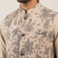 Men's Tropical Printed Cotton Blend Nehru Jacket ( 65WC 4163Beige )