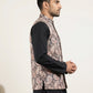 Men Paisley Embroidered Cotton Blend Nehru Jacket ( 65WC 4164Black )