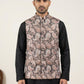 Men Paisley Embroidered Cotton Blend Nehru Jacket ( 65WC 4164Black )