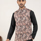 Men Paisley Embroidered Cotton Blend Nehru Jacket ( 65WC 4164Black )