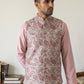 Men Paisley Embroidered Cotton Blend Nehru Jacket ( JOWC 4164Peach )