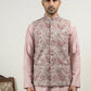 Men Paisley Embroidered Cotton Blend Nehru Jacket ( 65WC 4164Peach )