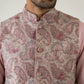 Men Paisley Embroidered Cotton Blend Nehru Jacket ( JOWC 4164Peach )