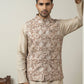 Men Floral Embroidered Cotton Blend Nehru Jacket ( 65WC 4165Beige )
