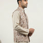 Men Floral Embroidered Cotton Blend Nehru Jacket ( 65WC 4165Beige )