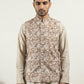 Men Floral Embroidered Cotton Blend Nehru Jacket ( 65WC 4165Beige )