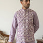 Men Floral Embroidered Cotton Blend Nehru Jacket ( 65WC 4165Purple )