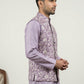 Men Floral Embroidered Cotton Blend Nehru Jacket ( 65WC 4165Purple )