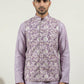 Men Floral Embroidered Cotton Blend Nehru Jacket ( 65WC 4165Purple )