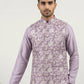 Men Floral Embroidered Cotton Blend Nehru Jacket ( 65WC 4165Purple )